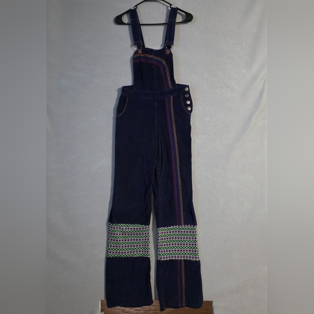 Modcloth Womens Rainbow With Me Corduroy Denim Overalls Size 8